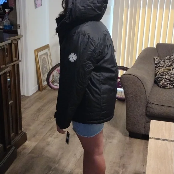 DKNY black hooded jacket Big Girl size medium 10/12. Jackets & Coats